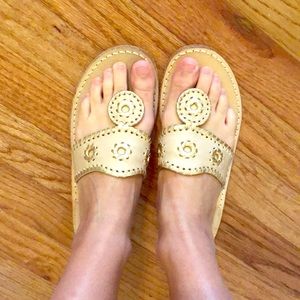 Jack Rogers tan sandals worn
